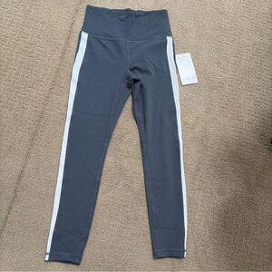 Athleta NWT NEW Elation Colorblock Leggings 7/8 tights White Stripes XS mid rise